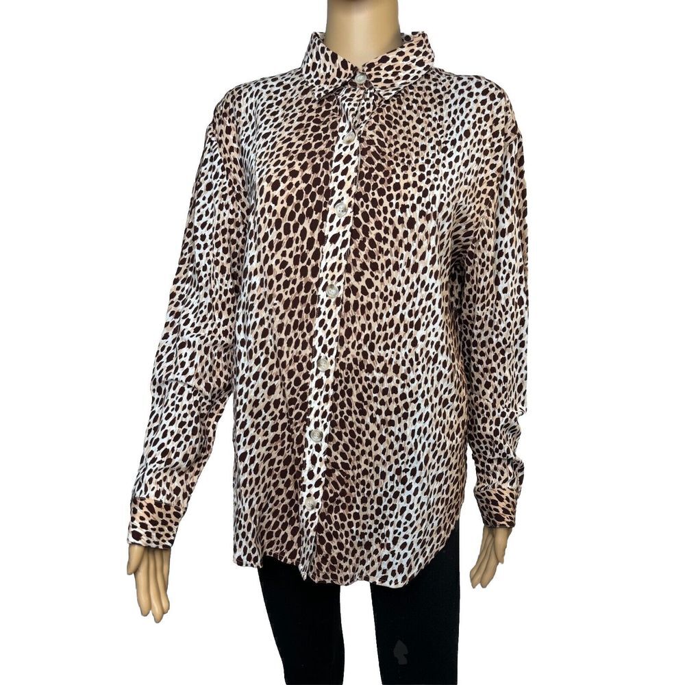 Auguste  Shirt Blouse  Size 4 Leopard  Print Button‎ Up